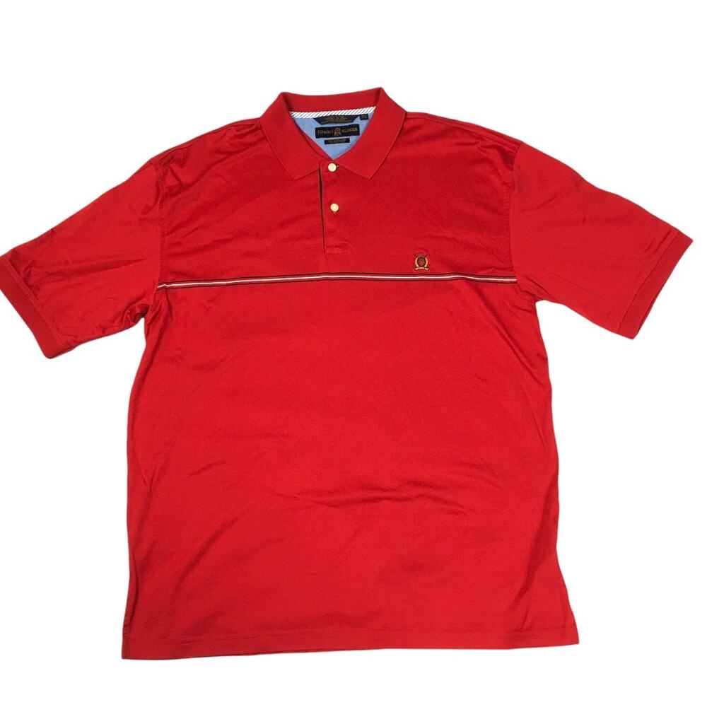Tommy Hilfiger Golf Polo‎ Shirt Red Short Sleeve Mercerized Pima Cotton Men's XL